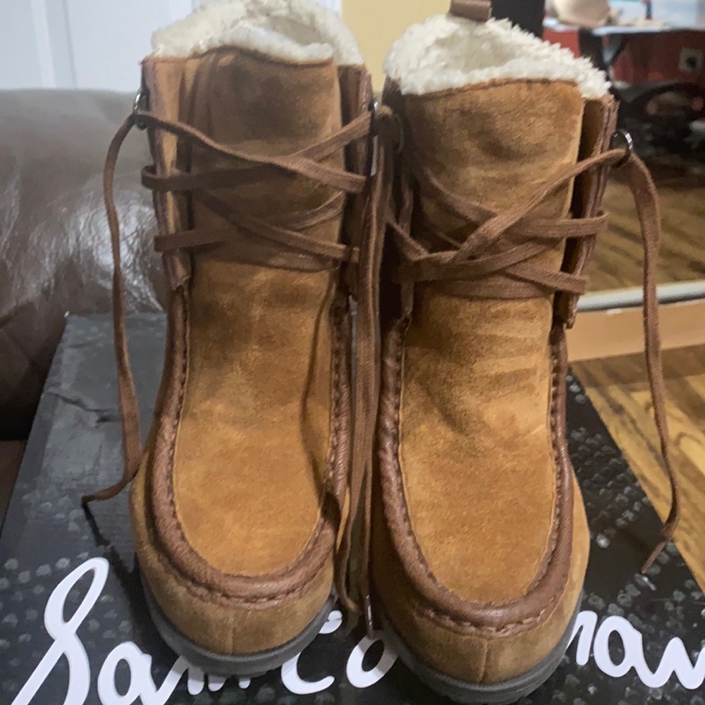 Tan bootie with beige inside